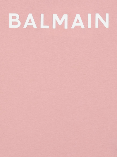 Shop Balmain T-shirt Logo  Floccato In Pink