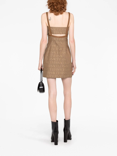 Shop Versace Miniabito  Allover In Beige