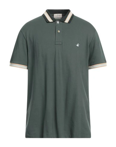 Shop Brooksfield Man Polo Shirt Military Green Size 46 Cotton, Elastane