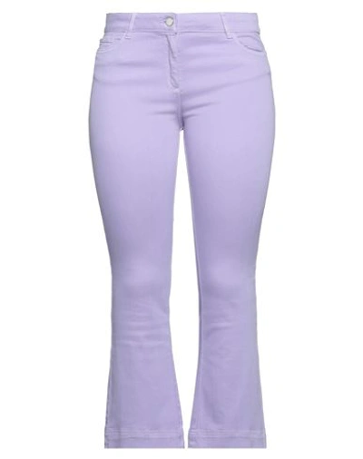 Shop Nenette Woman Pants Light Purple Size 32 Cotton, Elastomultiester, Elastane