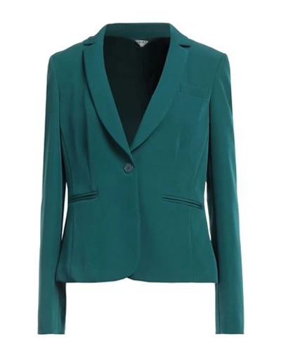 Shop Liu •jo Woman Blazer Deep Jade Size 4 Polyester, Elastane In Green