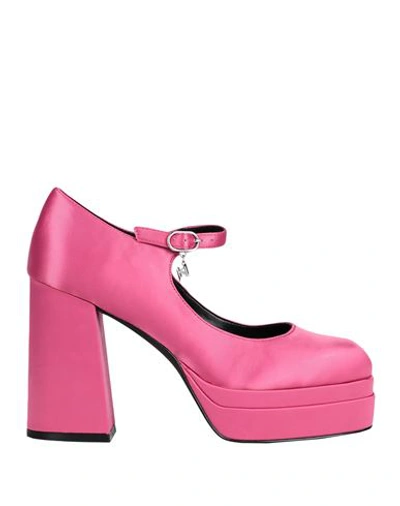 Shop Karl Lagerfeld Woman Pumps Fuchsia Size 7 Soft Leather In Pink