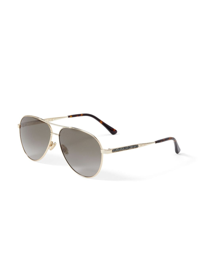 Shop Jimmy Choo Jimena Pilot-frame Sunglasses In Gold