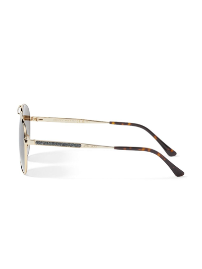Shop Jimmy Choo Jimena Pilot-frame Sunglasses In Gold