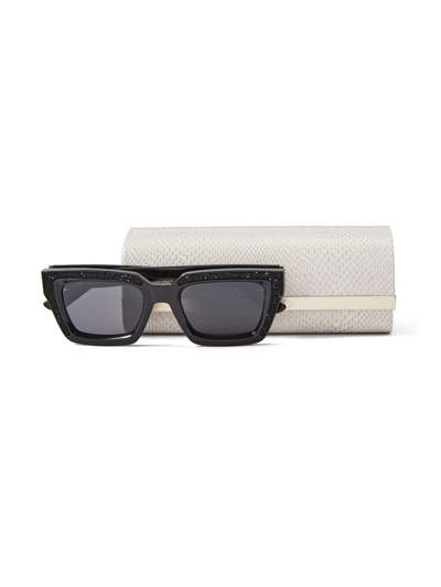 Shop Jimmy Choo Megs Square-frame Sunglasses In Silver