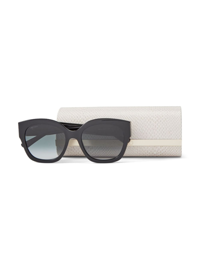 Shop Jimmy Choo Leela Round-frame Sunglasses In Black