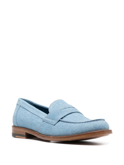 Shop Scarosso Penny-slot Denim Loafers In Blue
