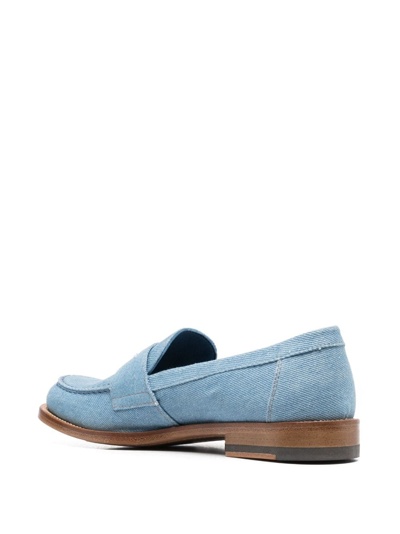 Shop Scarosso Penny-slot Denim Loafers In Blue