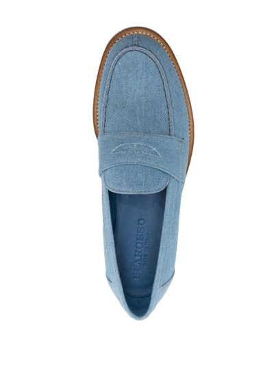 Shop Scarosso Penny-slot Denim Loafers In Blue