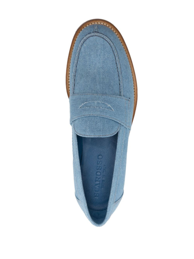 Scarosso Penny-slot Denim Loafers In Blue