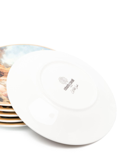 Shop Roberto Cavalli Home Wild Leda-print Plate (set Of Six) In Jc018