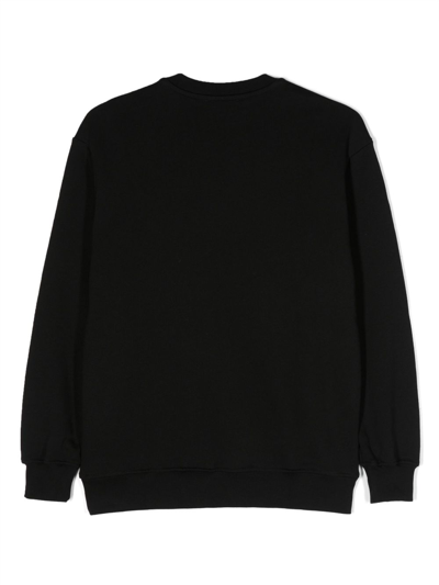 Msgm Teen Boys Black Cotton Sweatshirt In Black