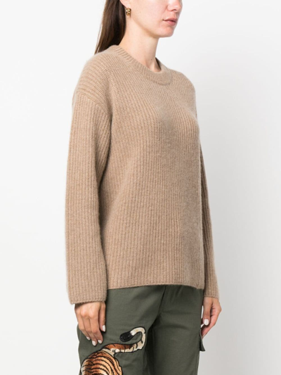 P.a.r.o.s.h Ribbed-knit Cashmere Sweatshirt In Brown