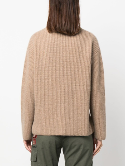 Shop P.a.r.o.s.h Ribbed-knit Cashmere Sweatshirt In Brown