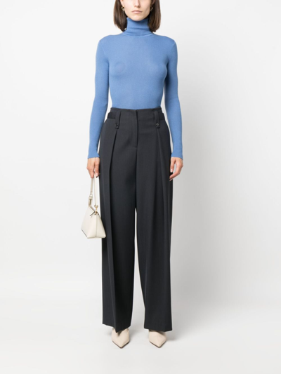 P.a.r.o.s.h Roll-neck Ribbed Wool Jumper In Blue