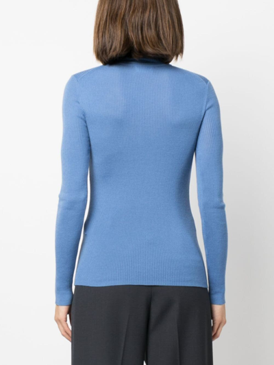 P.a.r.o.s.h Roll-neck Ribbed Wool Jumper In Blue