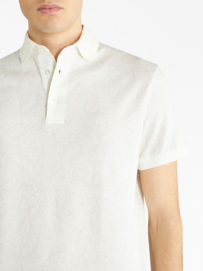 Shop Etro Paisley-print Jersey Polo Shirt In White