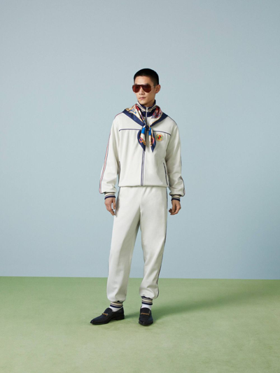 Shop Gucci Logo-patch Striped-detailing Track Pants In White