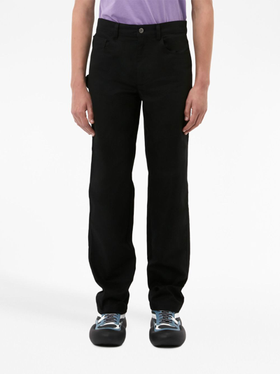 Shop Jw Anderson Logo-patch Five-pocket Chino Trousers In Black