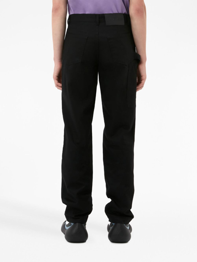 Shop Jw Anderson Logo-patch Five-pocket Chino Trousers In Black