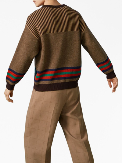 Shop Gucci Double G Panelled Jumper In Brown
