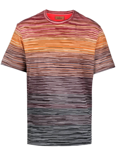 Shop Missoni Gradient-effect Gradient Cotton T-shirt In Red