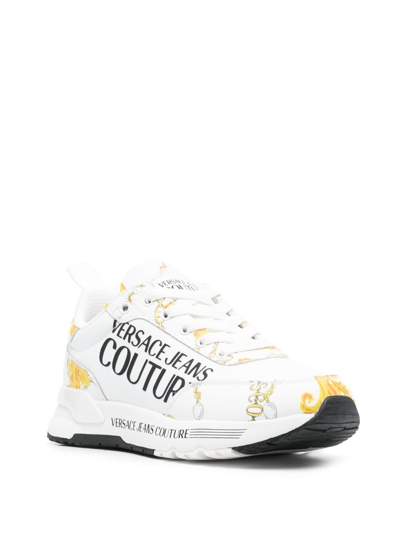 Versace Jeans Couture Baroque-pattern Low-top Sneakers In White