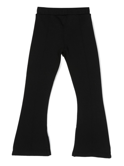 Shop Off-white Logo-embroidered Flared Cotton Trousers In Black