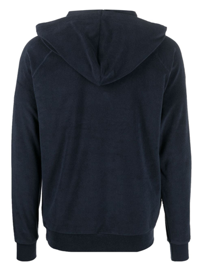 Shop Paul Smith Towelling-finish Drawstring Hoodie In Blue