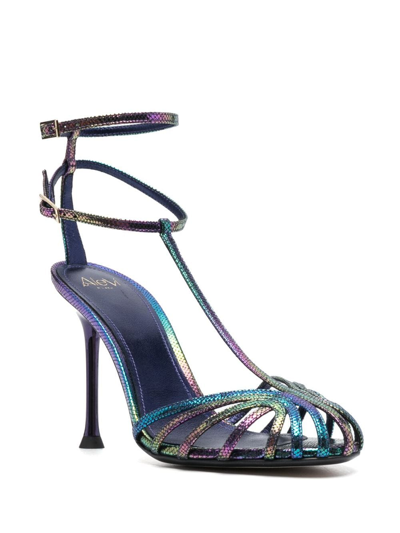 Shop Alevì 95mm Caged Leather Sandals In Blue