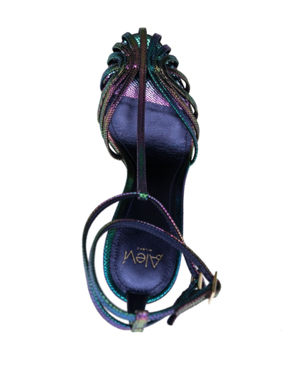 Shop Alevì 95mm Caged Leather Sandals In Blue