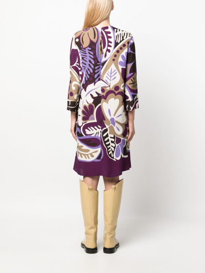 Shop Luisa Cerano Floral-print Midi Dress In Purple