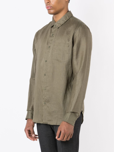 Osklen Long-sleeved Linen Shirt In Green