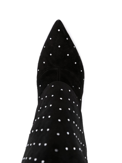 Shop Balmain Ariel Crystal-embellished Suede Boots In Black