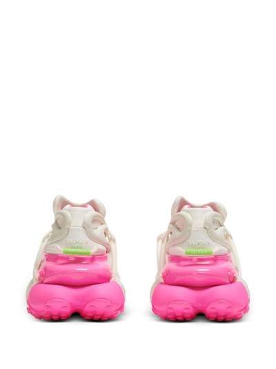 Balmain Unicorn Sneakers In Neoprene And Leather Color White And Pink In Gig