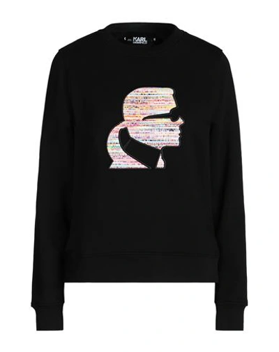 Shop Karl Lagerfeld Boucle Profile Sweatshirt Woman Sweatshirt Black Size L Organic Cotton, Recycled Poly