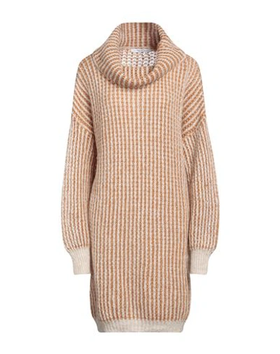 Shop Le Sarte Del Sole Woman Mini Dress Camel Size 1 Acrylic, Mohair Wool, Polyamide In Beige