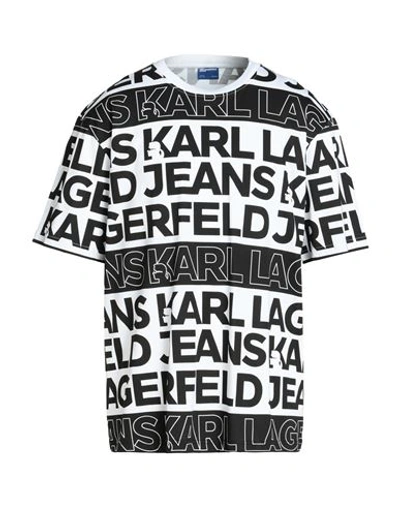 Shop Karl Lagerfeld Jeans Klj Aop Sslv Tee Woman T-shirt White Size M Organic Cotton