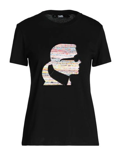 Shop Karl Lagerfeld Boucle Profile T-shirt Woman T-shirt Black Size S Organic Cotton