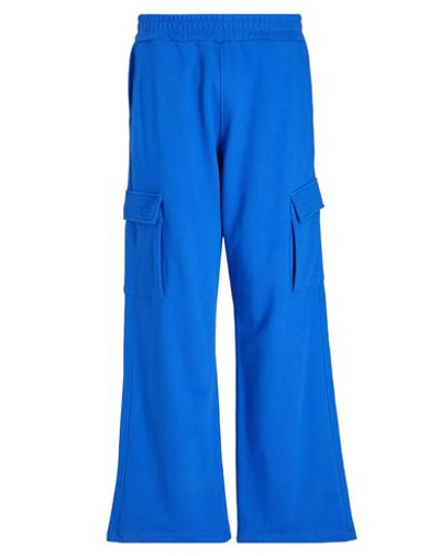 Shop 8 By Yoox Organic Cotton Loose Fit Cargo Sweatpants Man Pants Bright Blue Size Xl Organic Cotton