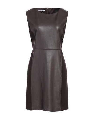 Shop Caractere Caractère Woman Mini Dress Dark Brown Size 12 Viscose, Elastane