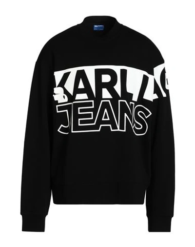 Shop Karl Lagerfeld Jeans Klj Relaxed Big Logo Sweat Man Sweatshirt Black Size L Organic Cotton