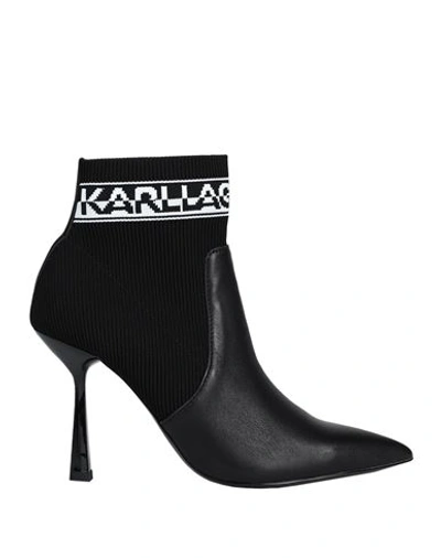Shop Karl Lagerfeld Woman Ankle Boots Black Size 7 Soft Leather, Textile Fibers