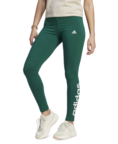 Shop Adidas Originals Women's Linear-logo Full Length Leggings, Xs-4x In Dark Green