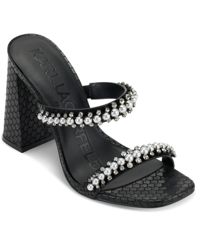 Shop Karl Lagerfeld Women's Rayan Slip-on Double-band Slide Sandals In Black