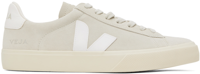 Shop Veja Off-white Suede Campo Sneakers In Natural_white