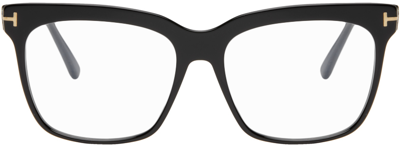 Shop Tom Ford Black Blue Block Square Glasses In 1 Shiny Black; T L