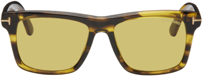 Shop Tom Ford Tortoiseshell Buckley Sunglasses In 55e Shiy Brown W. Am