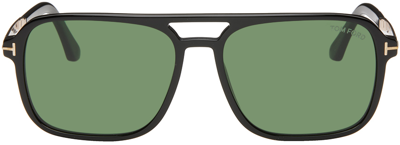 Shop Tom Ford Black Crosby Sunglasses In 01n Shiny Black / G