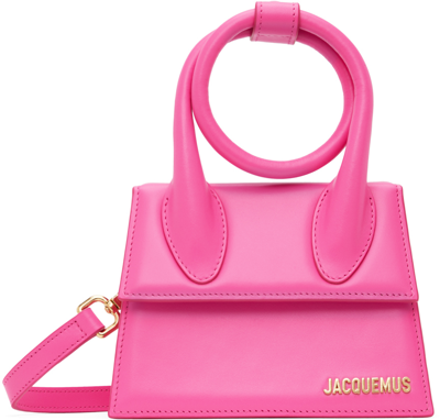 Shop Jacquemus Pink Le Papier 'le Chiquito Nœud' Bag In 434 Neon Pink